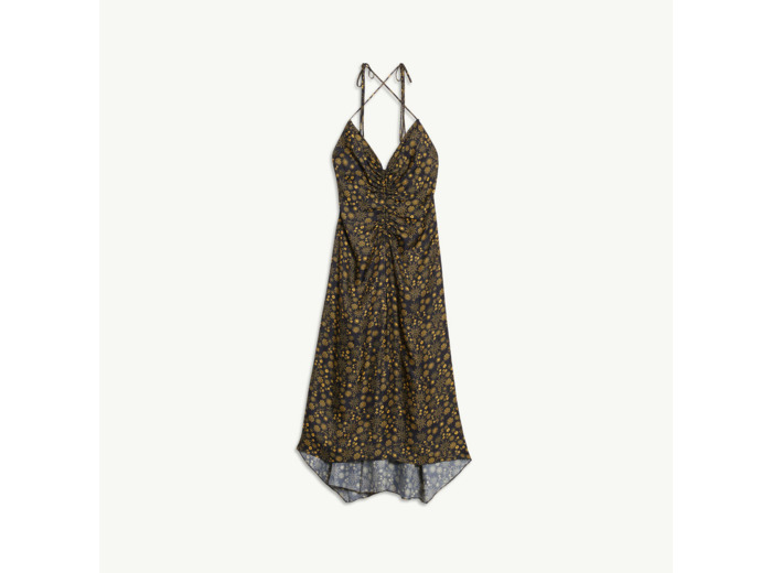 Robe longue imprimée à fines bretelles