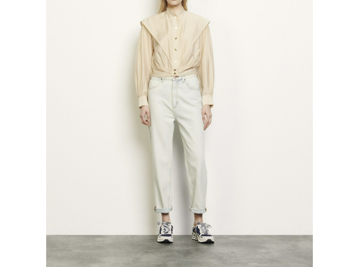 Chemise courte à col mandarin