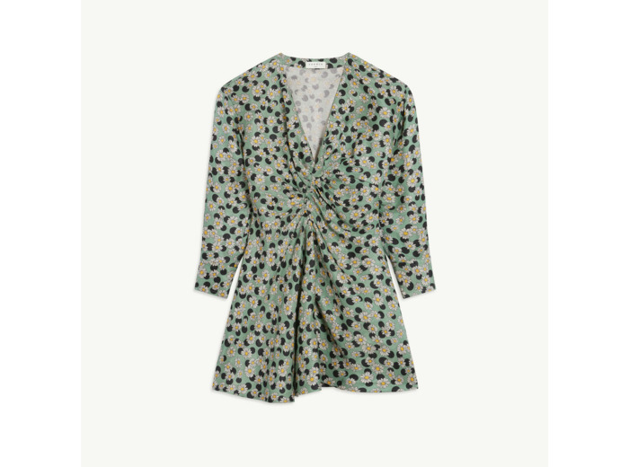 Robe courte imprimée avec fronces