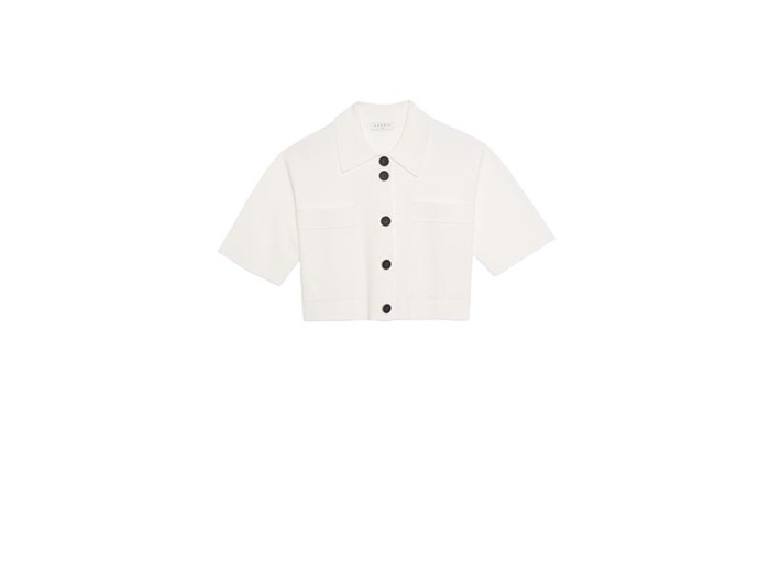 Cardigan court façon chemise en maille