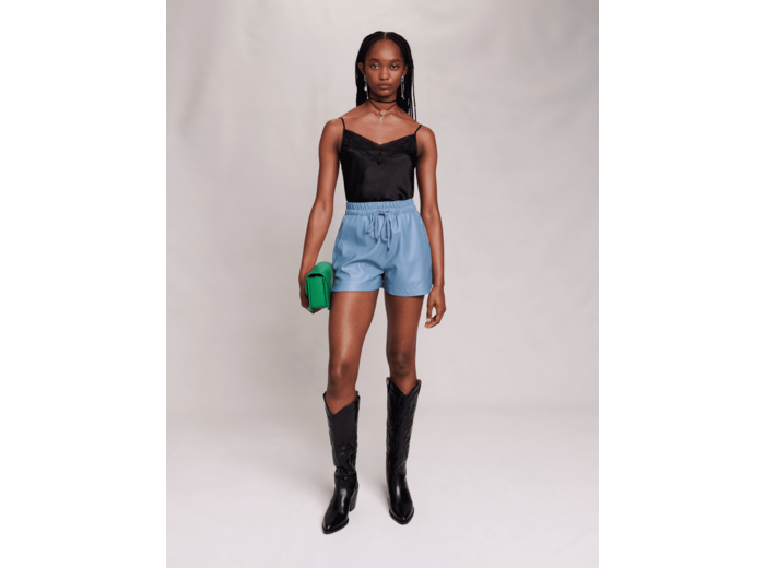 Top en satin de soie et dentelles
