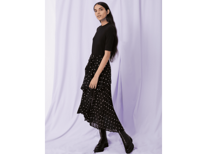 Robe trompe l’œil jersey et mousseline