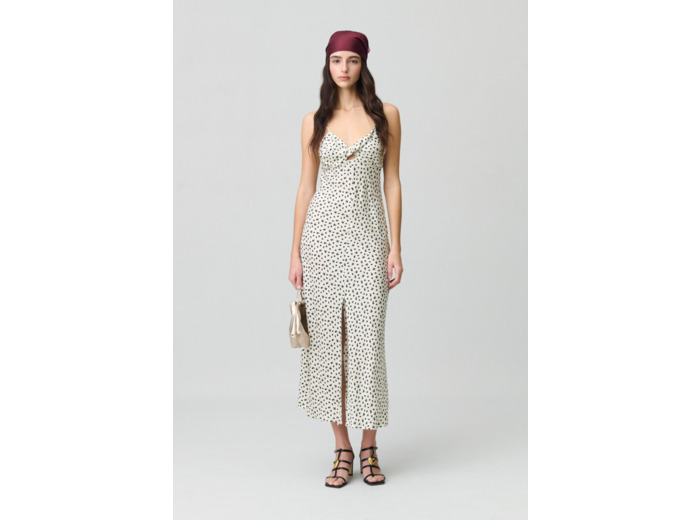 Robe longue satinée fleurs