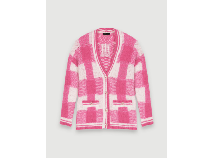 Cardigan en jacquard à carreaux