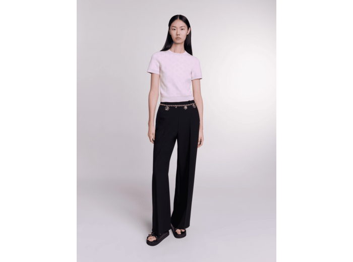 Pull court en maille jacquard