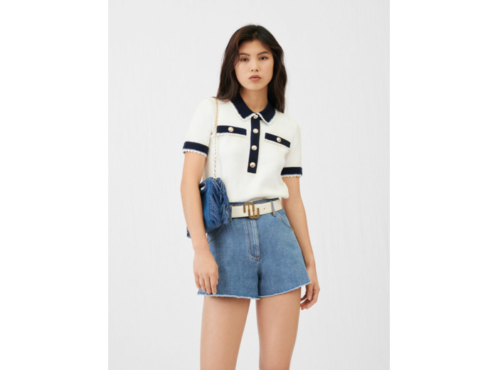 Pull façon polo contrasté