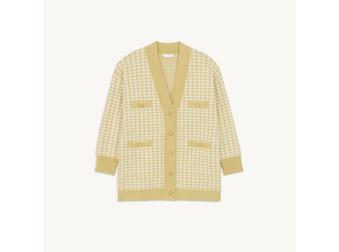 Cardi-coat long en pied de coq