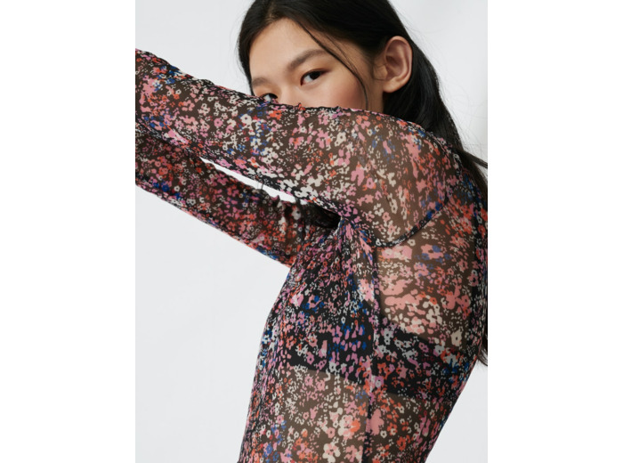 Top en mesh à motif floral