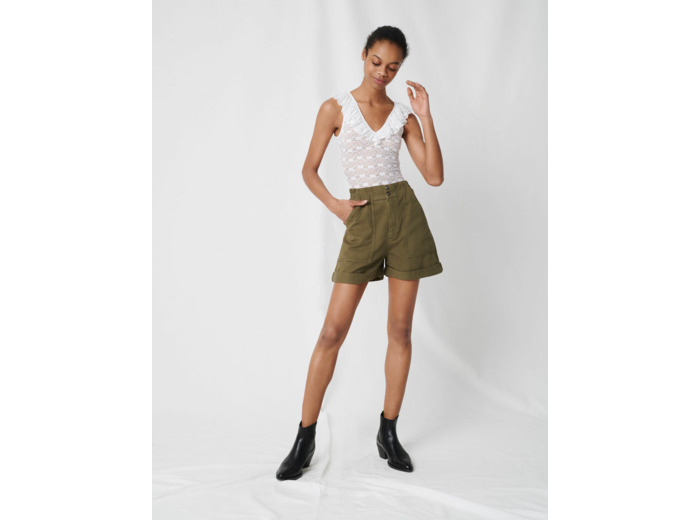 Short kaki en toile de coton