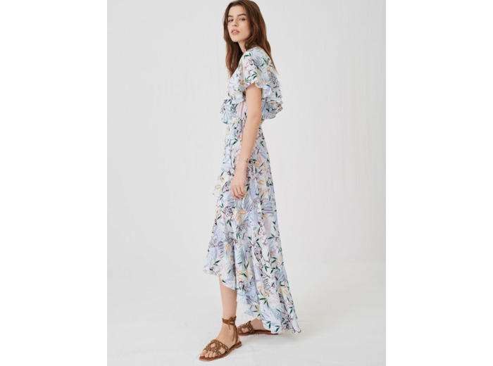Robe asymétrique en satin imprimé