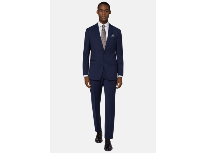 Costume Bleu Marine à Fines Rayures en Laine