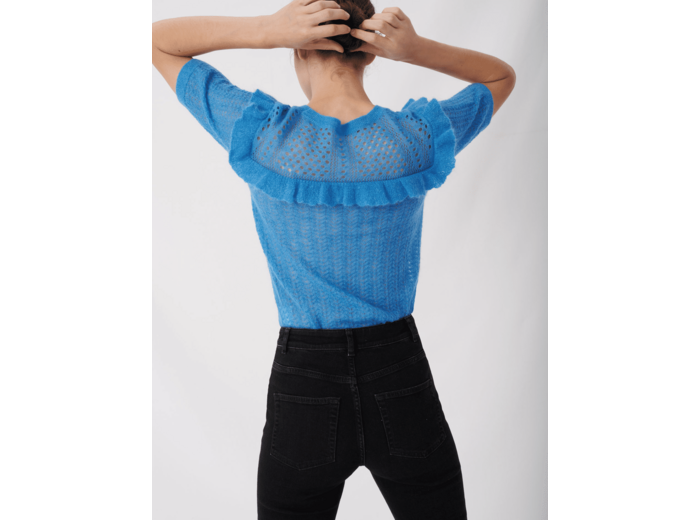 Pull en maille façon dentelle à volants