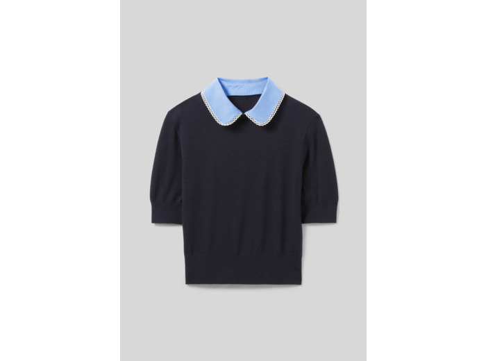 Top maille fine col