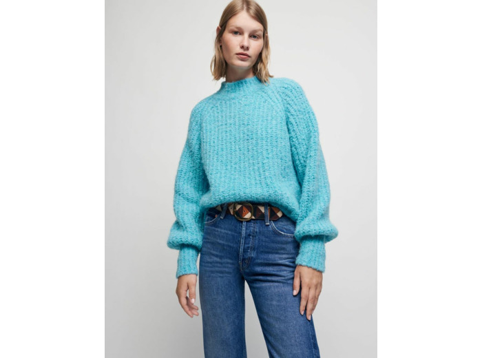 Pull col montant en mix laine et alpaga