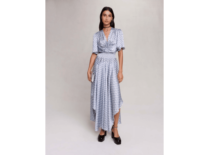 Robe longue asymétrique satinée