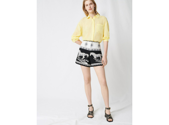 Short en jacquard brodé de chevaux
