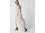 Robe smockée et rayée à volants