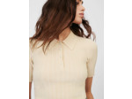 Pull façon polo à côtes boutons perles