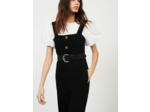 Ceinture en cuir noir embossé lézard