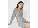 Robe froncée en mousseline imprimée