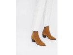 Bottines santiags en cuir suède camel