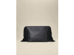 Pochette à franges en cuir embossé