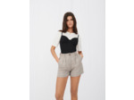 Short en lin à carreaux