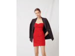 Robe bustier drapée à pois