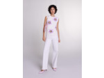 Pull sans manches orné de fleurs