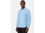 Chemise Bleu Clair En Lin Coupe Droite