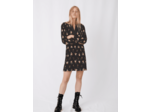 Robe plissée et imprimée à col satin
