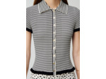 Top polo rayures boutonné