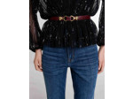 Ceinture fine en cuir à mors lion