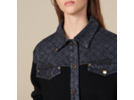 Cardi-coat à empiècement en jean