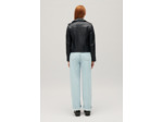 Veste en cuir lisse bleu marine