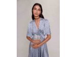 Robe longue asymétrique satinée