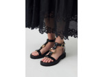 Sandales cuir anneau doré