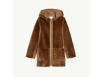 Manteau à capuche en peau lainée
