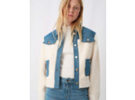 Blouson en mix jean et effet fourrure