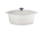 Cocotte ovale 31cm en fonte émaillée meringue*