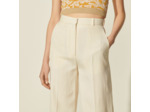 Pantalon taille haute au large revers