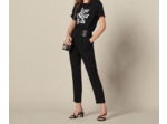 Pantalon taille haute ornée de boucles