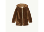 Manteau à capuche en peau lainée