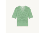 Pull manches courtes en maille fantaisie