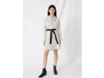 Robe chemise ceinturée à fines rayures