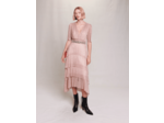 Robe longue lamée à volants