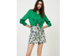 Jupe zippée en viscose lin imprimée