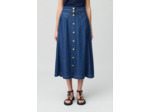 Jupe denim longue à boutons