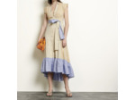 Robe longue asymétrique à rayures