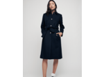 Manteau long ceinturé en drap de laine